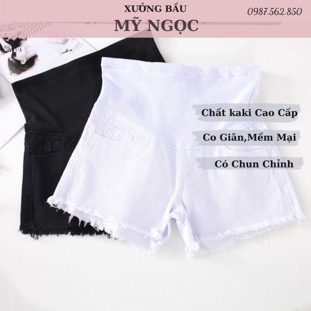 Quần Sooc Bầu,Chất Kaki Cao Cấp,Quần Bầu Co Giãn Mềm Mại Rất Thoải Mái,size s đến 3xl- Bầu Mỹ Ngọc