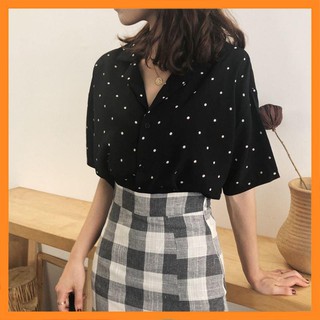 Sơ mi nữ cổ vest  chấm bi  [TTBK]