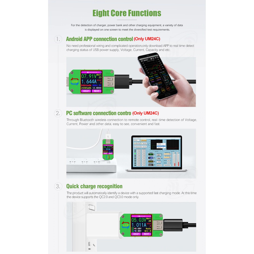 Usb Tester RuiDeng UM24/UM24C USB 2.0 Màn Hình Led Màu Hiển Thị - BH 3 Tháng 1 Đổi 1 - Hưng Long PC