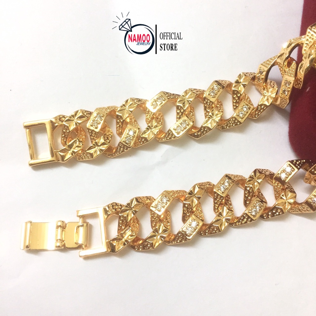 Lắc Tay Xích L679 Đính Đá Mạ Vàng Nữ