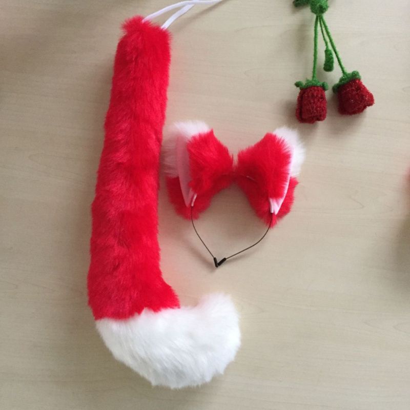 Đuôi Bông Hóa Trang Nhân Vật Anime Tai Sói Màu Sắc Tương Phản