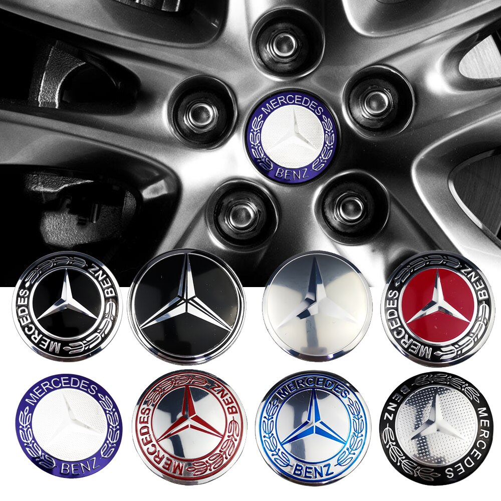 Bộ 4 Miếng Dán Trang Trí Trục Bánh Xe 56mm Dành Cho Mercedes Benz AMG Emblem W203 W204 W205 W209 W210 W211 W212 W176 W166 W163 W221