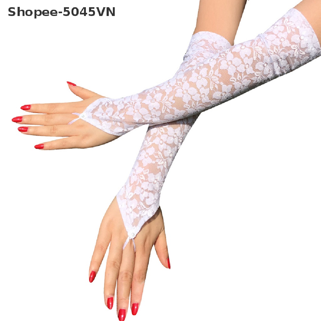 1 Đôi Găng Tay Ren Dài Hở Ngón Thời Trang