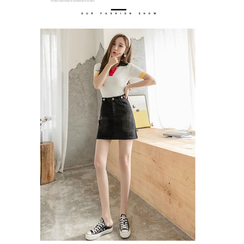 Váy quần jean xám đen giãn Bigsize | BigBuy360 - bigbuy360.vn