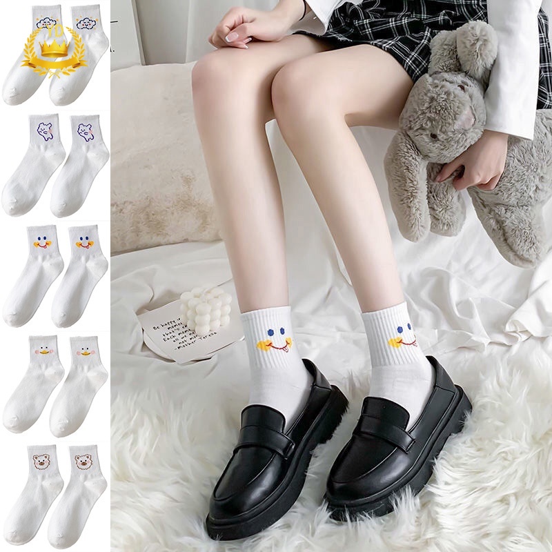 Vớ cotton Cổ Cao Co Giãn Họa Tiết Động Vật Dễ Thương Phong Cách Hàn Quốc Thời Trang Cho Nữ