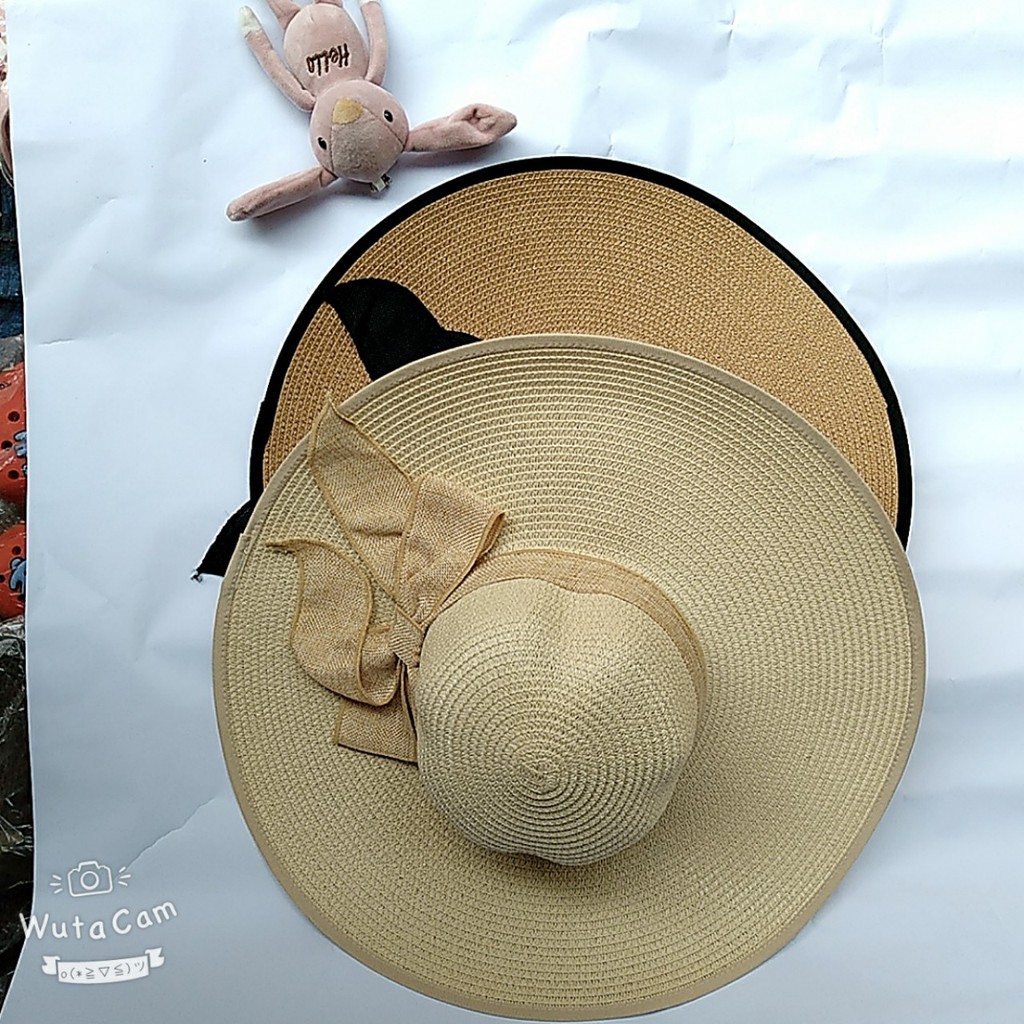 Nón cói, Mũ cói đi biển cho nữ mềm phối nơ vành to  ❤️FREESHIP❤️