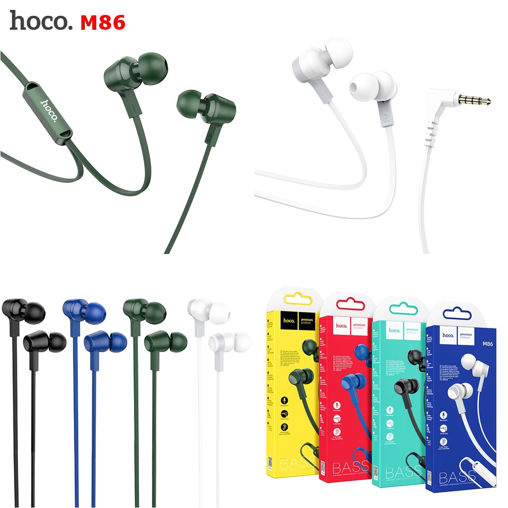 Tai nghe nhét tai In-Ear chính hãng HOCO âm thanh hay - Tai nghe phổ thông có dây kèm MIC và nút điều khiển, jack 3.5 mm