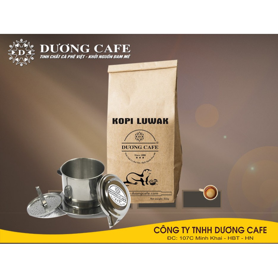 [2 gói] Cà phê Chồn Weasel - RANG XAY NGUYÊN CHẤT - thơm ngon đặc biệt - 150g/gói - DƯƠNG CAFE