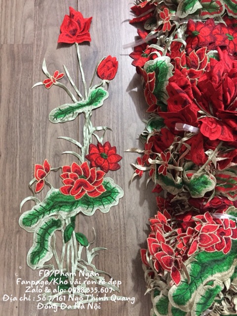 BÔNG THÊU HOA SEN CHO ÁO DÀI