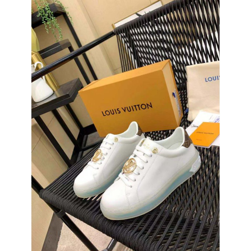 Giày trắng thể thao da bò cao cấp logo LV 2021