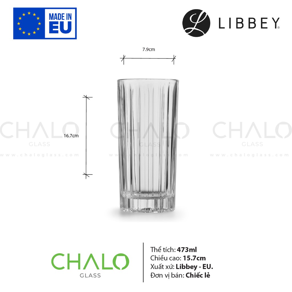 [Made in EU] Ly thủy tinh hoa văn sọc Libbey Flashback Cooler - 473ml - 824353