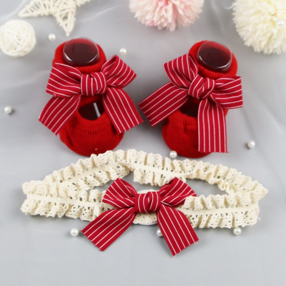 Set Giày Nơ Chống Trượt + Băng Đô Cho Bé Yêu