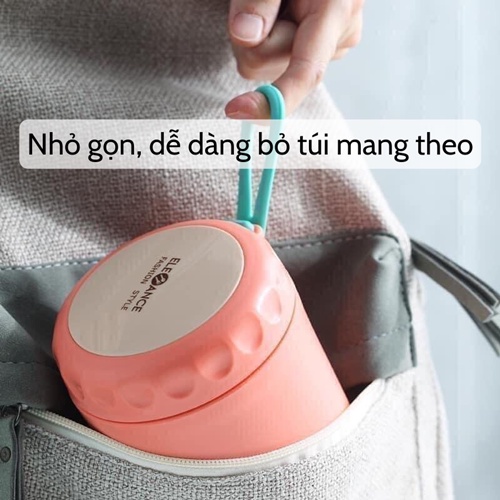 Bình ủ cháo giữ nhiệt ELEFANCE cốc đựng canh lõi inox an toàn giữ nóng lâu dung tích 430 ml tặng kèm thìa