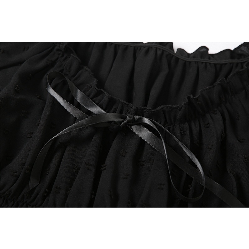 Đầm Trễ Vai Màu Trơn Phối Dây Thắt Thời Trang Sành Điệu Dành Cho Nữ