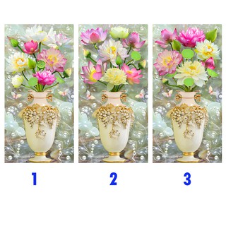 Tranh dán tường tự chọn HD Bình hoa sen đẹp HUD0546-tc KT 40 x 80 cm Kim sa