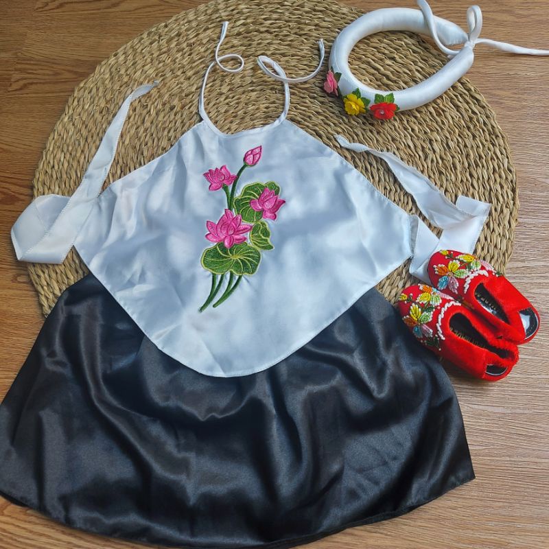 Combo yếm coi tấm thêu hoa sen dành cho bé
