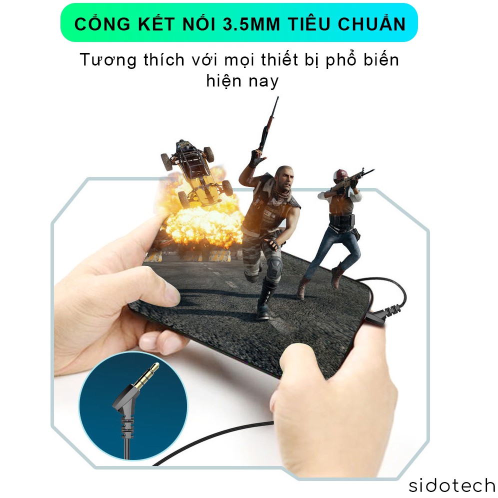 Tai nghe gaming SIDOTECH G18 cho game thủ chơi game điện thoại Pubg / FF / Liên Quân có 2 micro call team - Chính Hãng