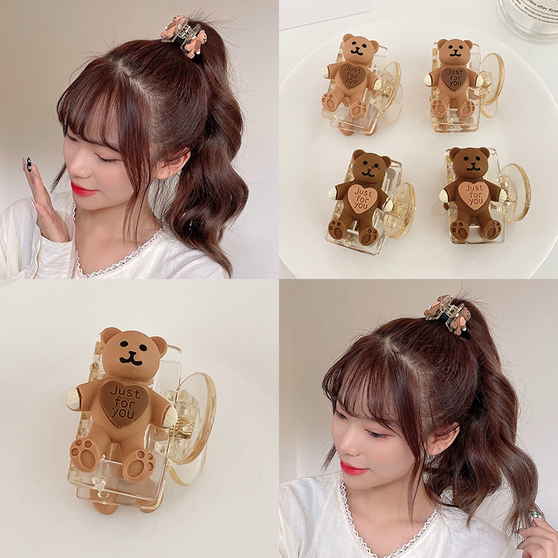 Kẹp tóc càng cua thiết kế gấu hoạt hình phong cách Hàn Quốc đáng yêu