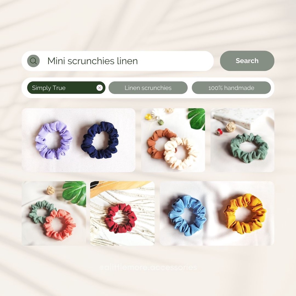 Dây Buộc Tóc Scrunchies Mini AlittleMORE Nhỏ Xinh Linen Màu Pastel Vintage Cột Tóc Đẹp Dễ Thương