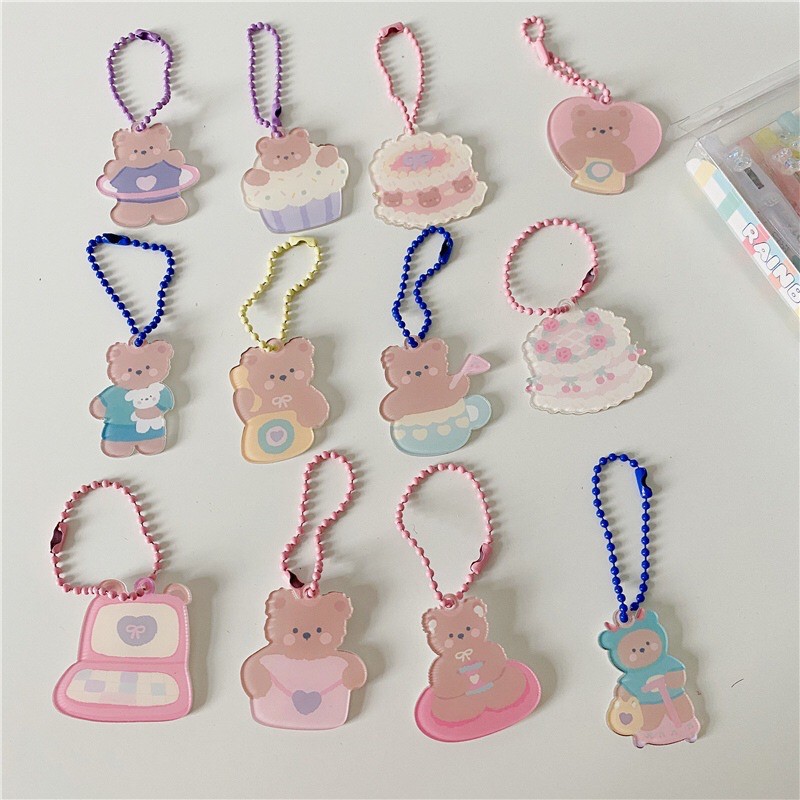 Móc khóa dây đeo màu sắc nhiều hình dễ thương treo cặp sách, túi, ví (Inbox để chọn mẫu hoặc gửi random)