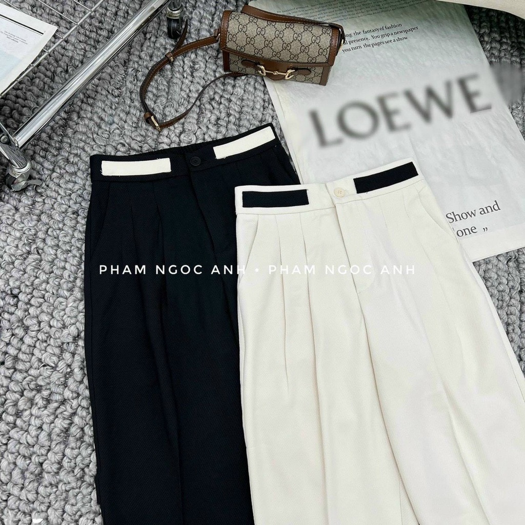 Quần bagy 1 cúc phối màu đen trắng chất  liệu vải ruby kiểu mới siêu đẹp