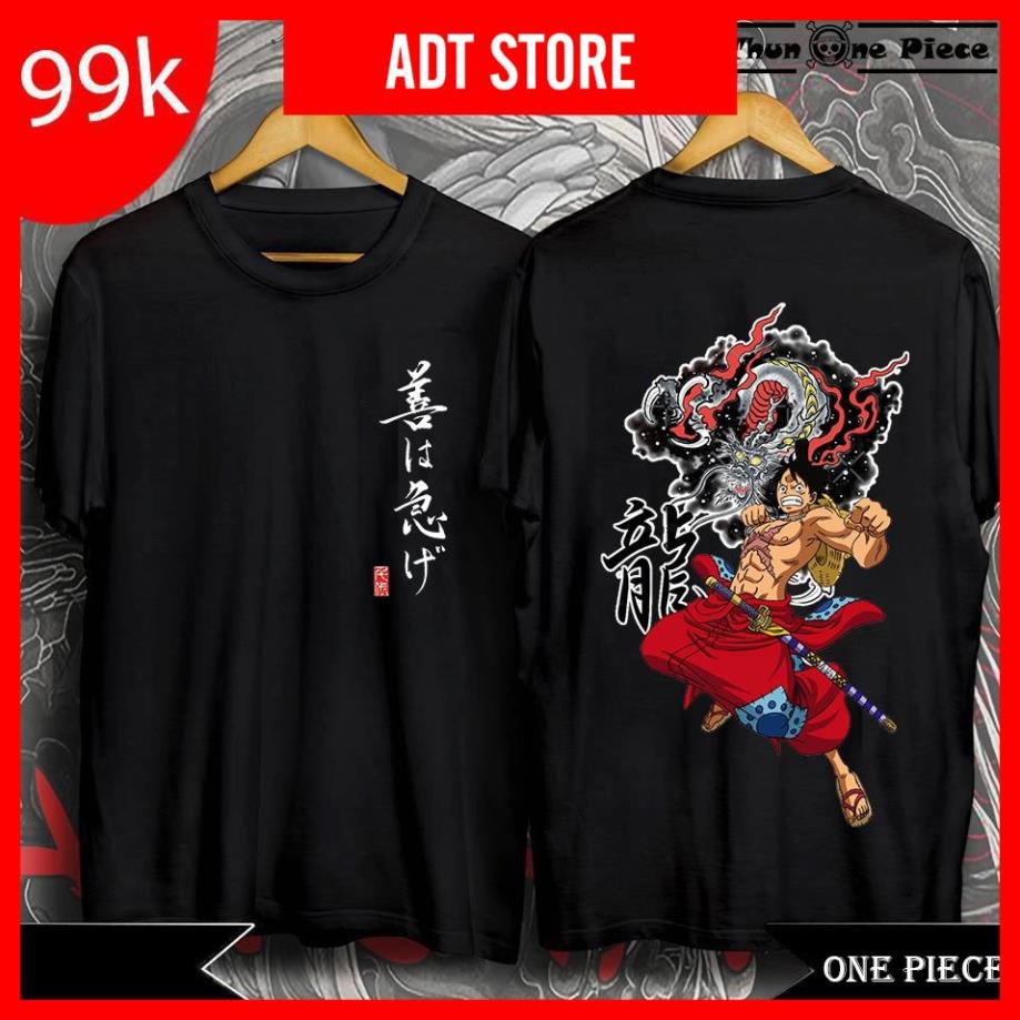 ⚡️FREESHIP⚡️Áo Thun In Hình Monkey D. Luffy One Piece Màu Trắng và Đen Cực Ngầu, Cực chất Full Size 5kg - 85kg