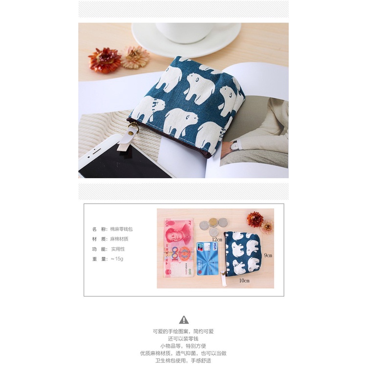 Ví Tiền Xu Khóa Kéo Vải Hàn Quốc Dễ Thương Túi Đồng Xu Túi Chìa Khóa Hoạt Hình Vải Bạt Thời Trang Đơn Giản Tai Nghe Túi Đựng Thẻ Túi Đựng Đa Năng