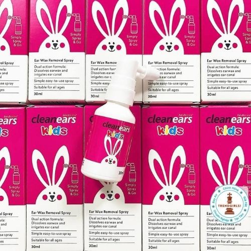 Xịt ráy tai Clean Ears Kids, Úc (30ml) xịt tai thỏ làm tan ráy tai cho bé từ 2 tháng tuổi trở lên