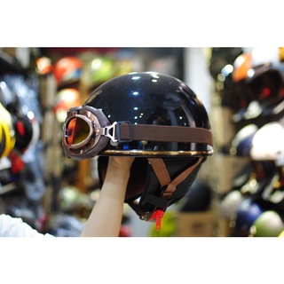 Combo Mũ Napoli Pug + Kính dây phi công Harley