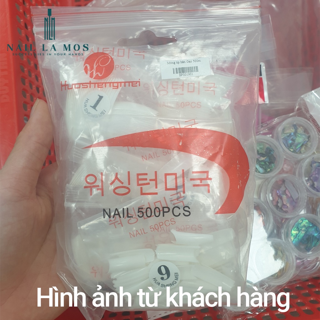 Móng nối HSM chính hãng phom vuông - Túi 500 móng nhựa dẻo đủ size