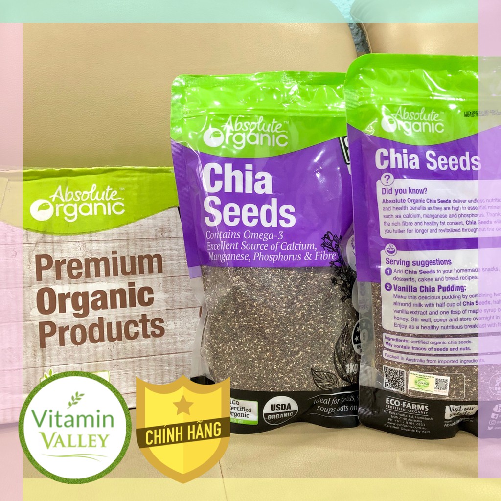 [CAM KẾT CHÍNH HÃNG] Hạt Chia Úc Absolute Organic Chia Seeds 1kg