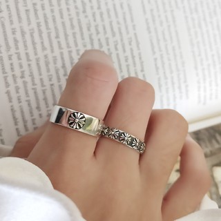 NHẪN CHROME HEART HỢP KIM MẠ BẠC NAM NỮ UNISEX THỜI TRANG PHONG CÁCH RETRO VINTAGE HÀN QUỐC, ÂU MỸ S250 - 1CARA