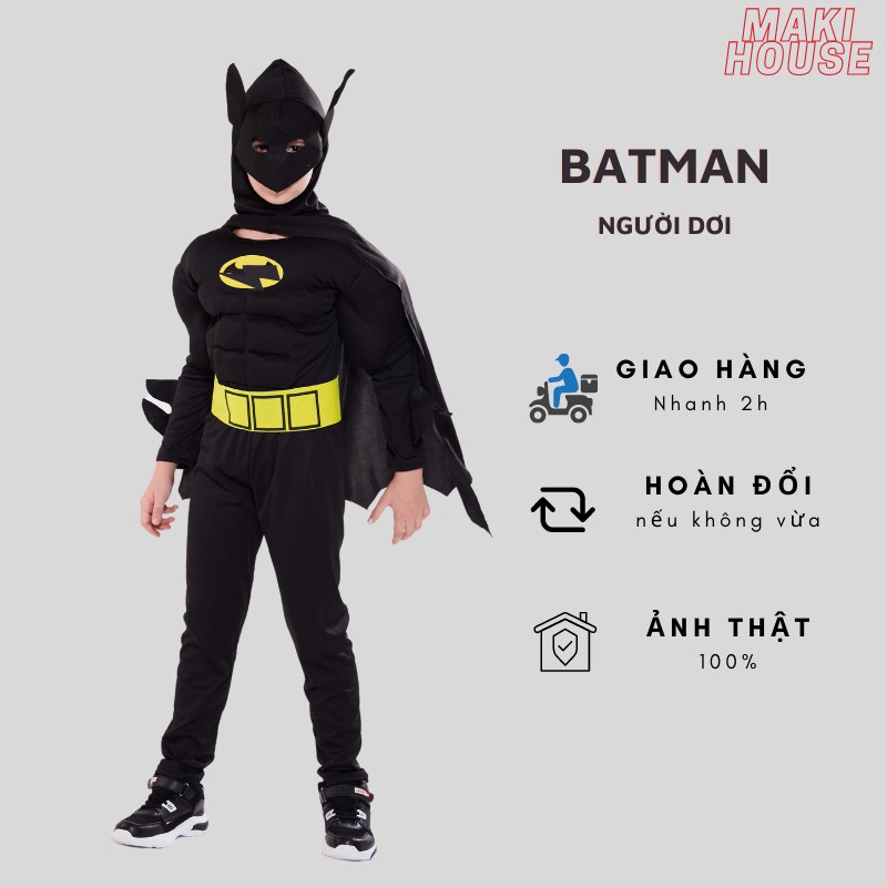 Quần áo người nhện hoá trang trẻ em siêu nhân halloween Maki Người Dơi