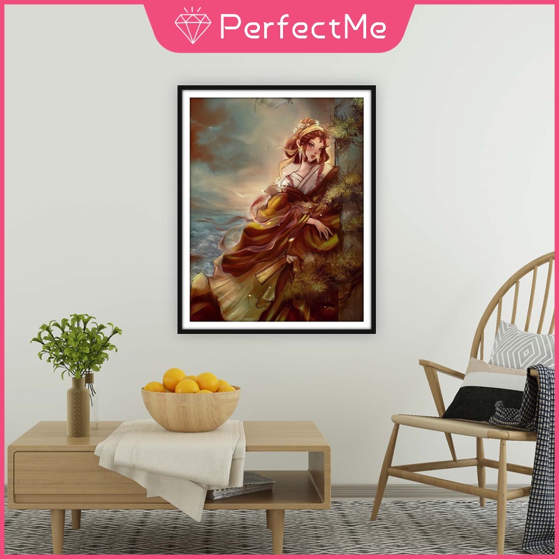 Bộ tranh đính đá 5D họa tiết hoạt hình cô gái độc đáo kích thước 30x40cm DIY dùng trang trí nhà cửa