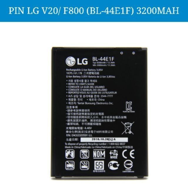 Pin LG V20 F800, H910, H918, V995, LS997 dung lượng 3200mAh