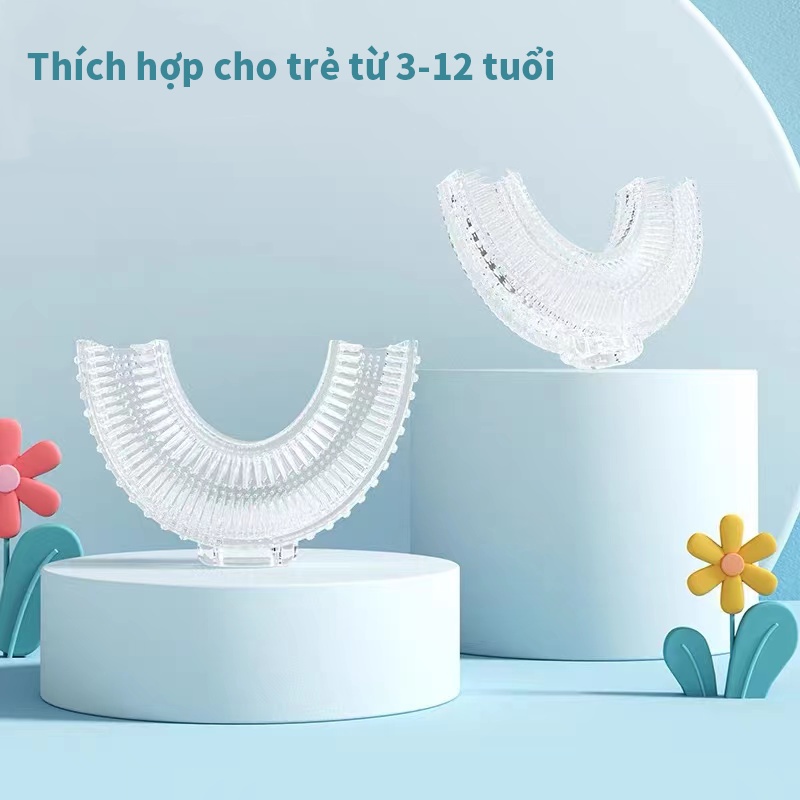 Bàn chải đánh răng điện Jollybaby hình chữ U bằng silicon/ bạc nano thoải mái phù hợp làm quà tặng cho trẻ em