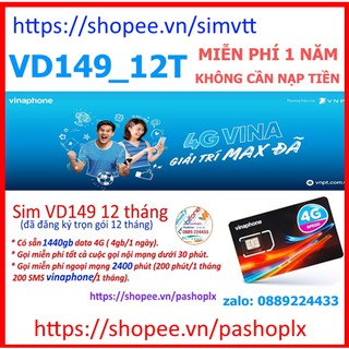 SIM 1440GB 720GB 60GB VINA VD149 VD89 D60G D500T 12 THÁNG MIỄN PHI NGHE GỌI LÊN MẠNG.