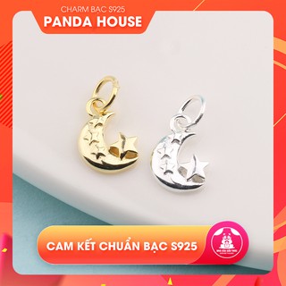 Charm bạc s925 hình mặt trăng khắc ngôi sao size 7.5*11mm - Panda House