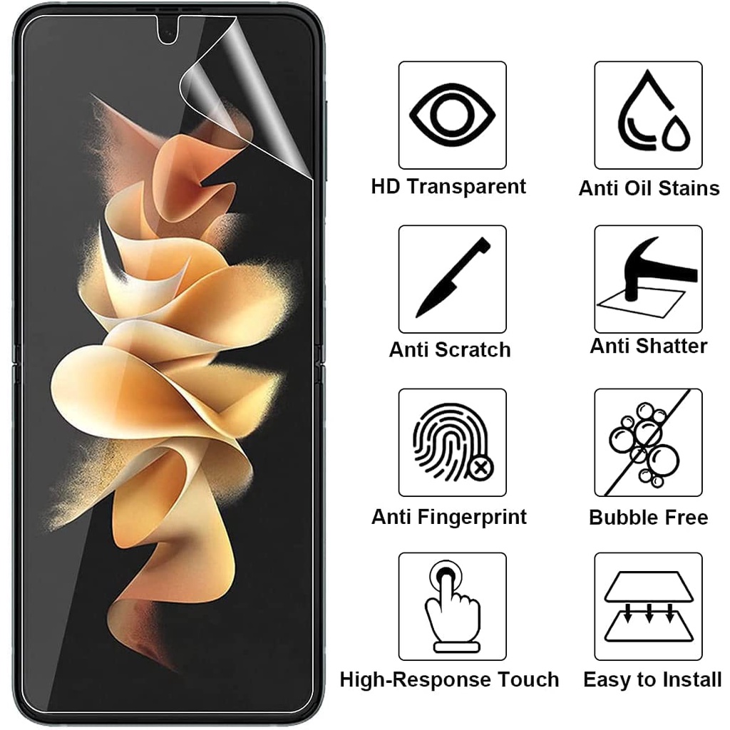 [Miễn Phí Vận Chuyển] [destacado] Miếng Dán TPU Mềm Trong Suốt HD-Clear Chống Dấu Vân Tay Bảo Vệ Màn Hình Cho Galaxy Z Flip 3 Mobile