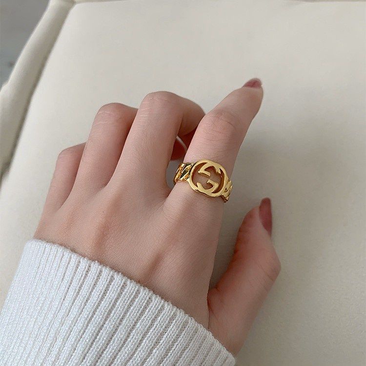 Nhẫn thời trang khắc chữ cá tính phong cách retro