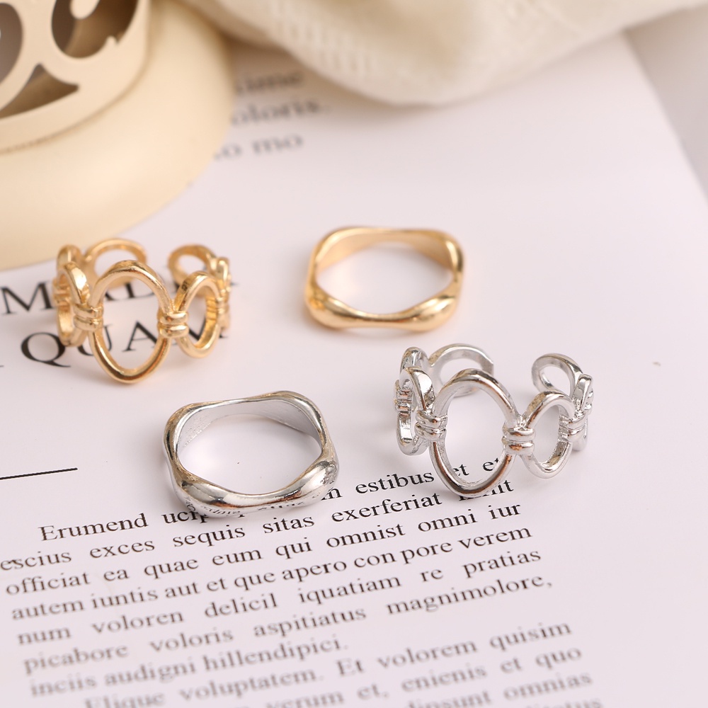 Set 2 nhẫn đeo ngón tay thiết kế đơn giản sang trọng cho nữ
