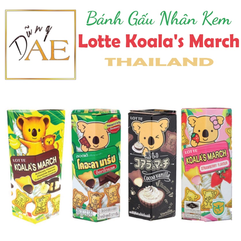 Bánh gấu nhân kem Lotte Koala's March Thái Lan - Lốc 6 Hộp