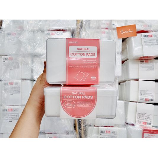 [Có sẵn] Hộp bông tẩy trang Miniso 1000 miếng của Nhật nhãn hồng hộp nhựa chắc chắn (chính hãng)