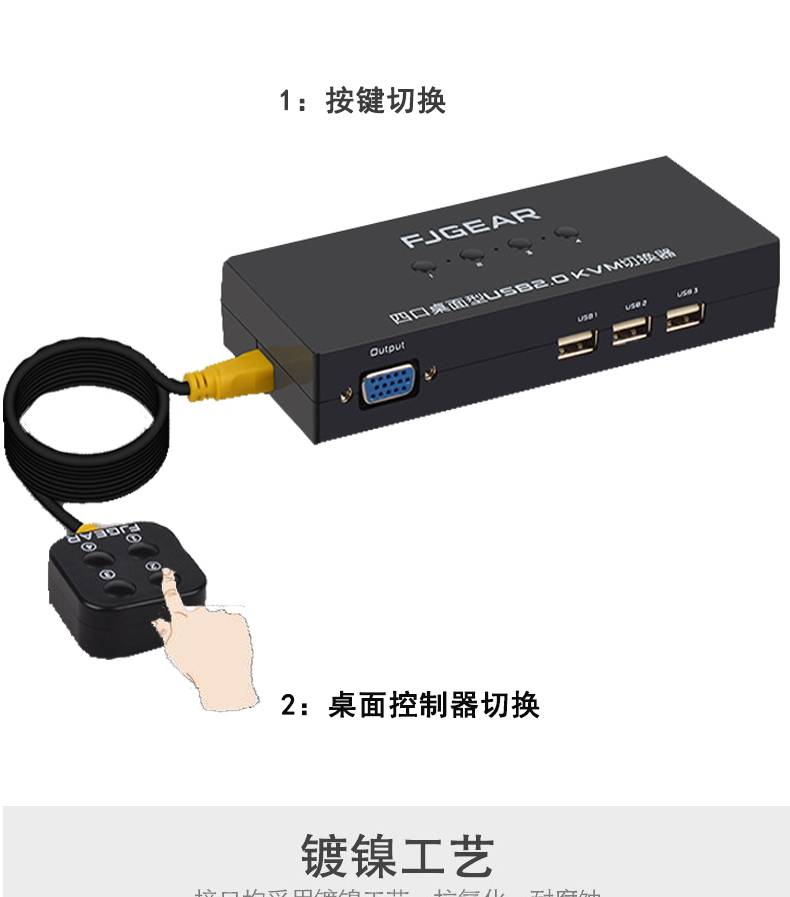 Thiết Bị Chuyển Đổi Kvm 4 Cổng Vga Usb Kvm 4 Sang 1 Usb 2 Trong 1