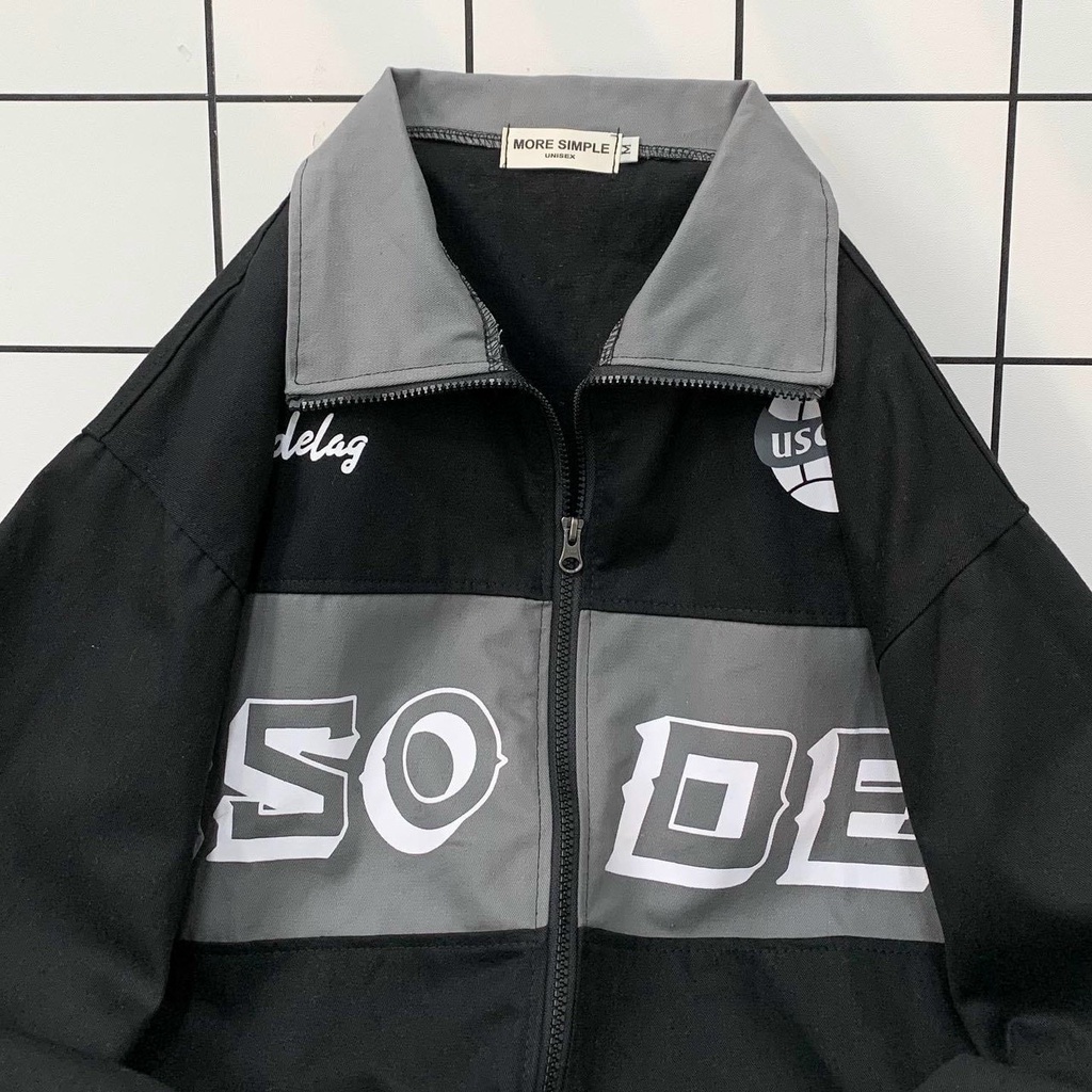 Áo khoác Jacket Trơn form rộng in chữ SO-DE vải kaki 1 lớp Unisex nam nữ (Ảnh thật/Có sẵn)