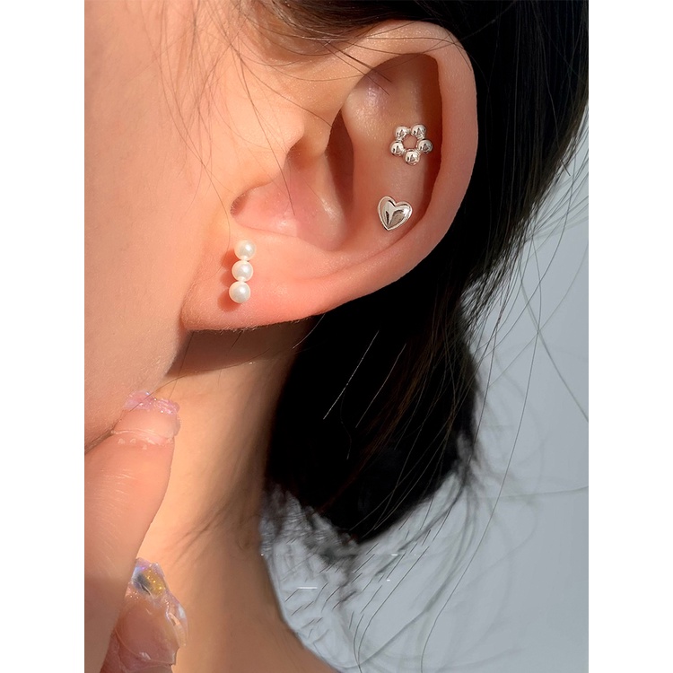 1 Cặp Bông Tai Bạc S925 Hình Hoa Chống Dị Ứng Phong Cách Hàn Quốc Thời Trang Cho Nữ
