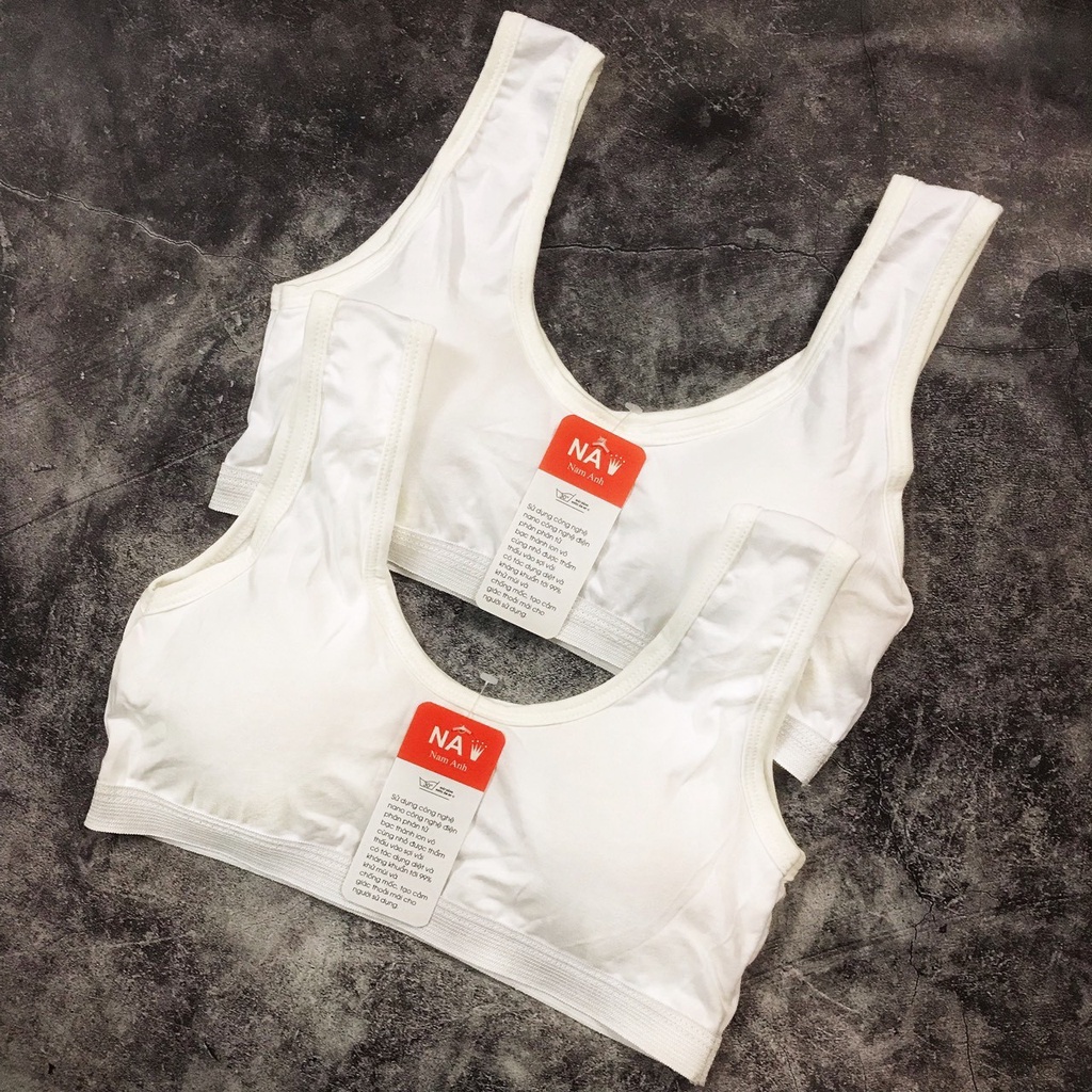 Áó Bra nữ, áo lót học sinh không gọng, cotton, có đệm mút, hàng đẹp màu trắng