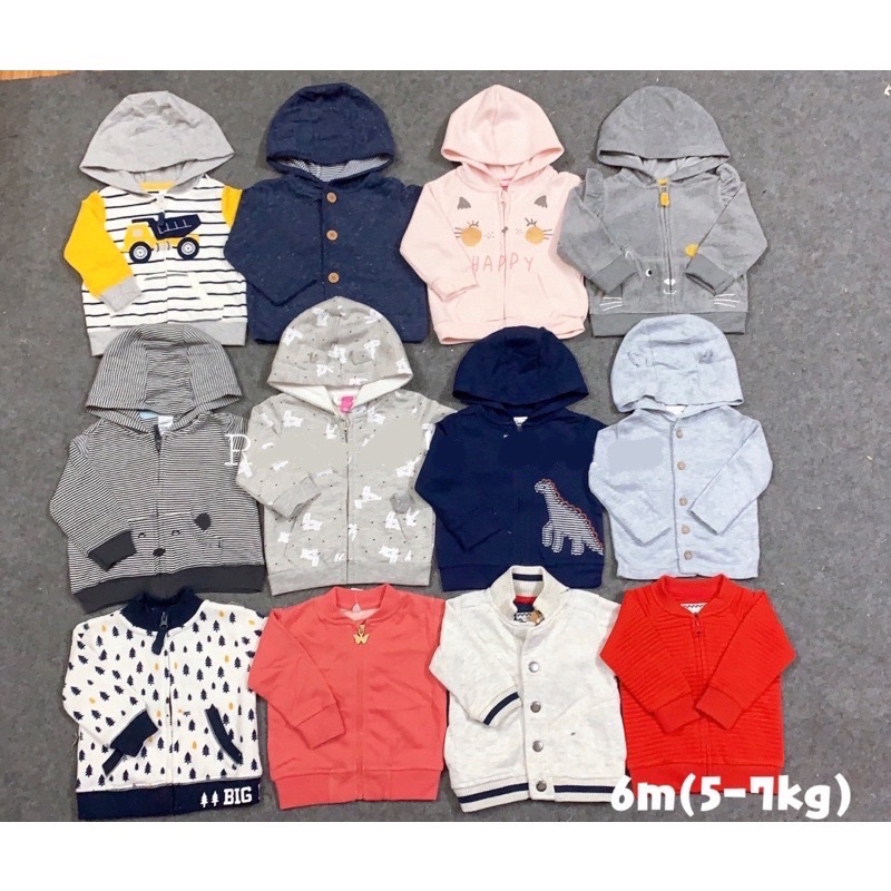 [Không chọn mẫu] Áo khoác xuất dư mix hãng cho bé ❤️ Áo khoác nỉ da cá kéo khoá❤️ Size 0-24M