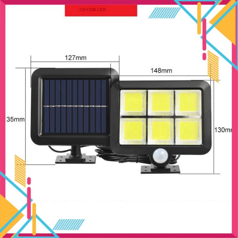 [ Rẻ nhất ] Bộ đèn năng lượng mặt trời cảm ứng 120 LED COB cảm biến chuyển động, cảm biến ánh sáng