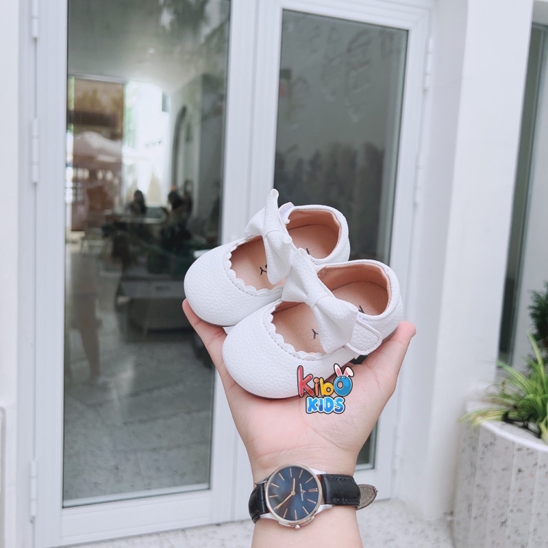 Giày Bé Gái - Giày búp bê da mềm phong cách Vintage Hàn Quốc có quai dán BB444